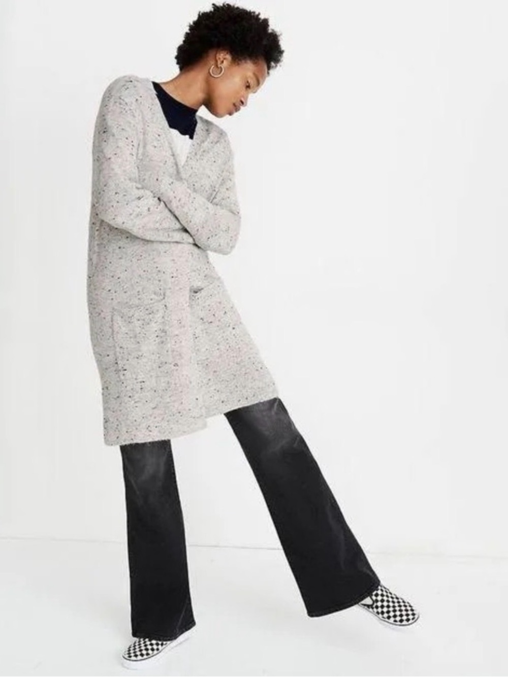 Madewell Kent Cardian Sweater Speckled Gray Women’s Size XS Merino Wool